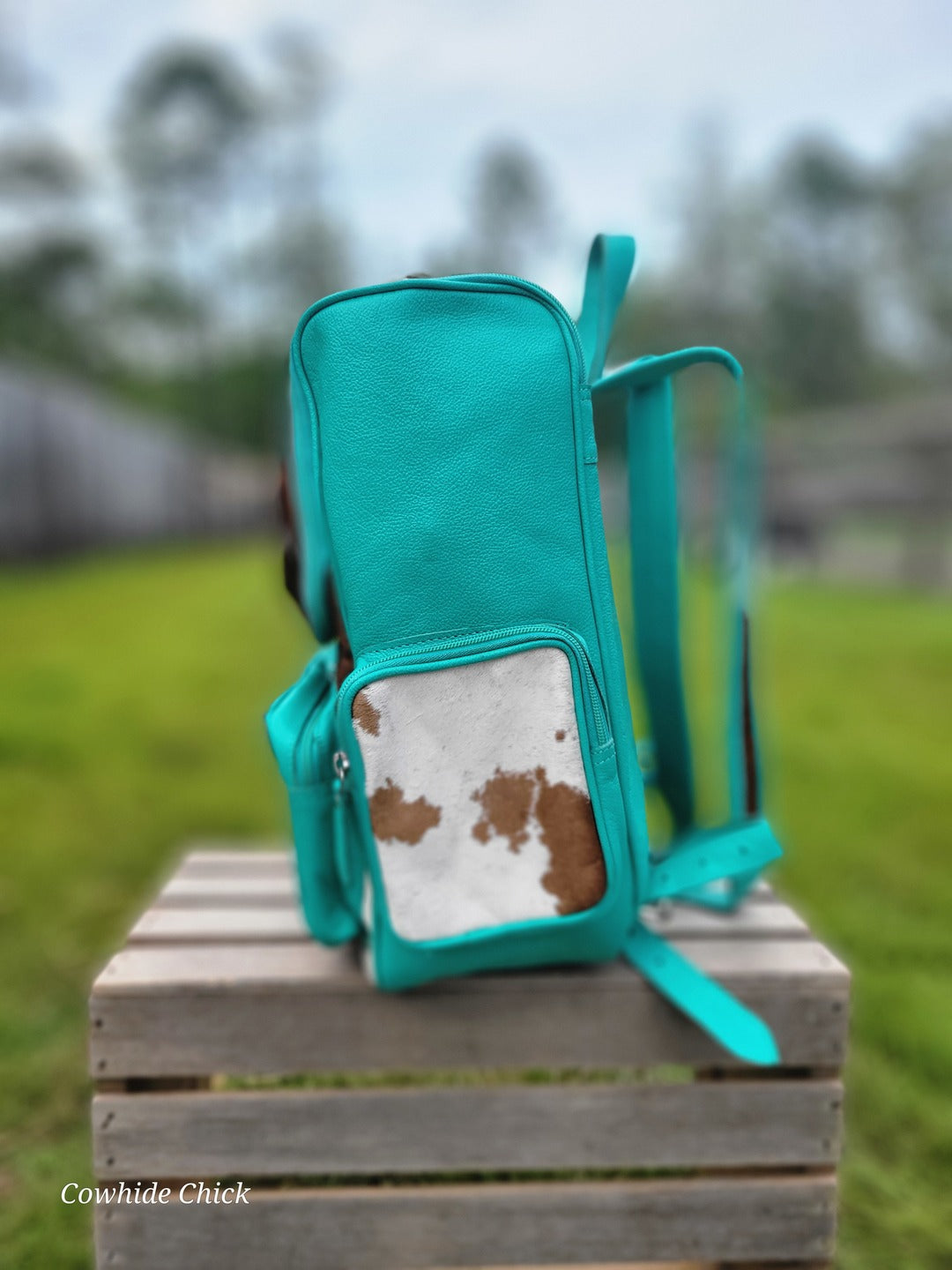 Turquoise Concho Cowhide Backpack