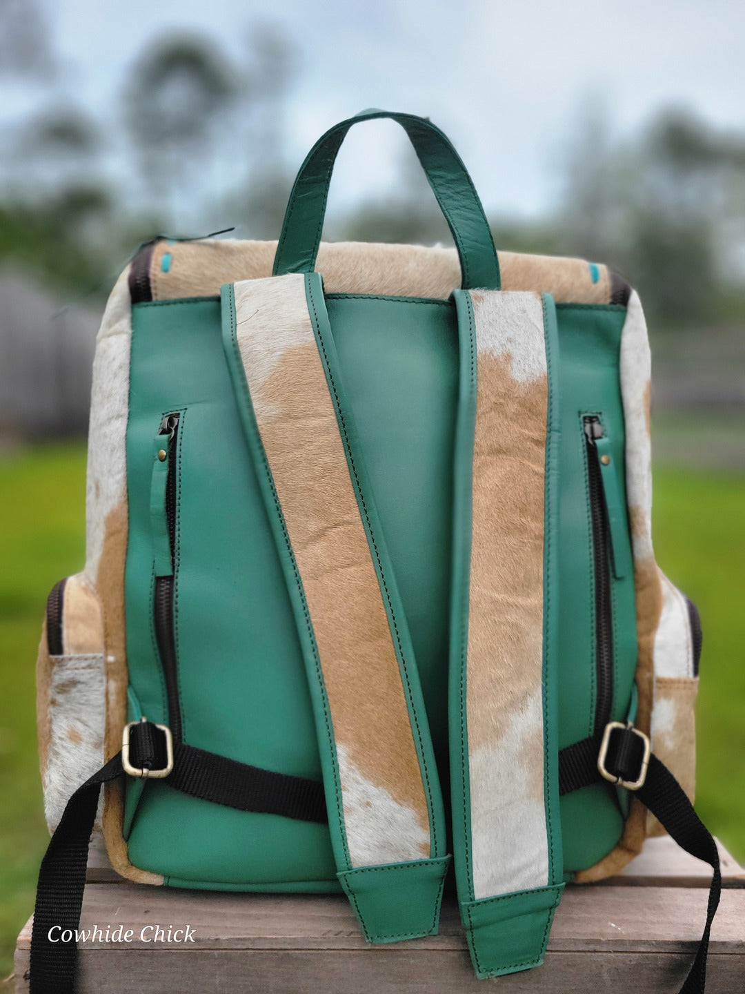 Turquoise Leather Backpack