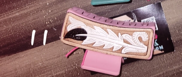 Tooled and Cowhide Hair Clips