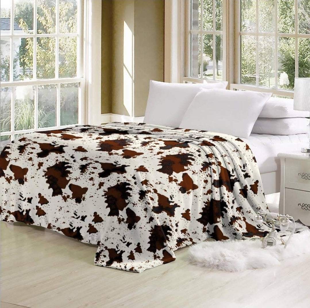 Western Linens - Cow Print Throw Blanket - King Size