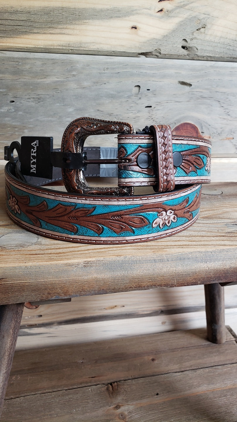 Cobalt Sea Leather Belt