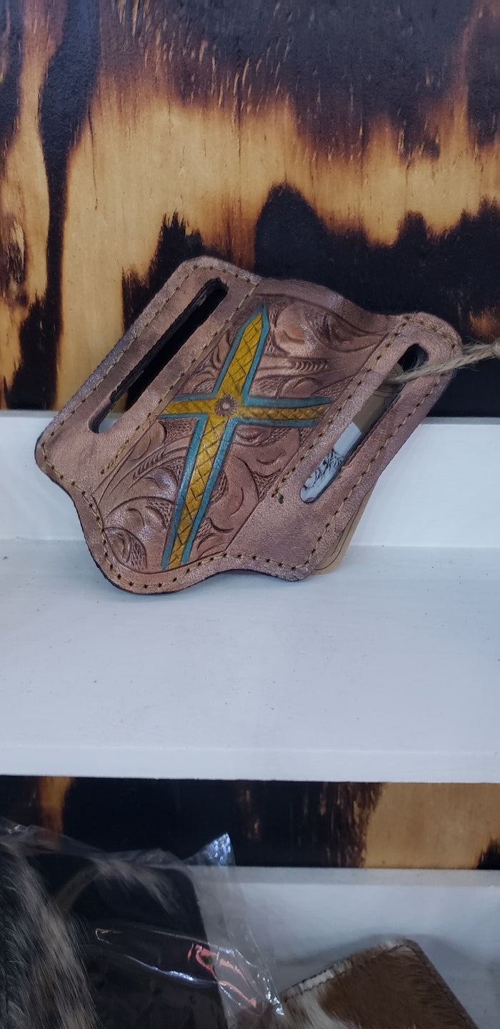 Heavy Duty Western Hand Tooled Full Grain Belt Sheath