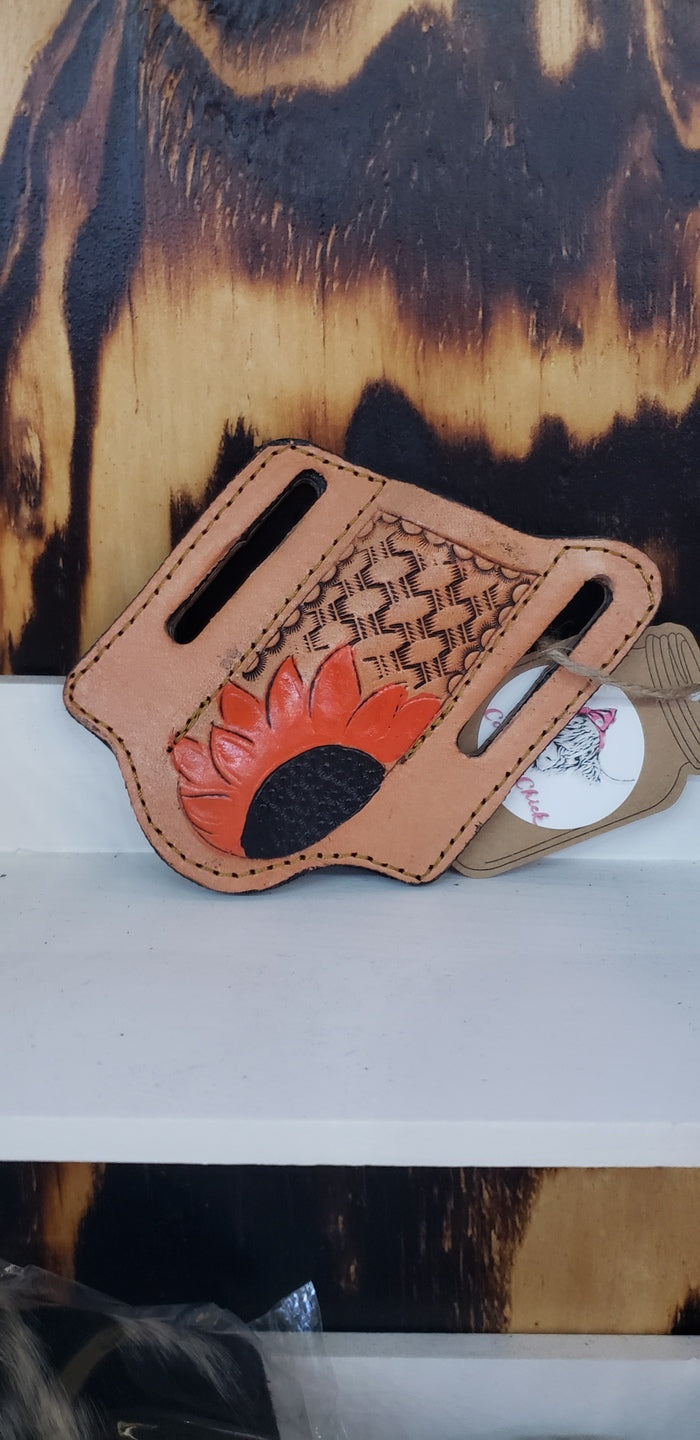 Heavy Duty Western Hand Tooled Full Grain Belt Sheath