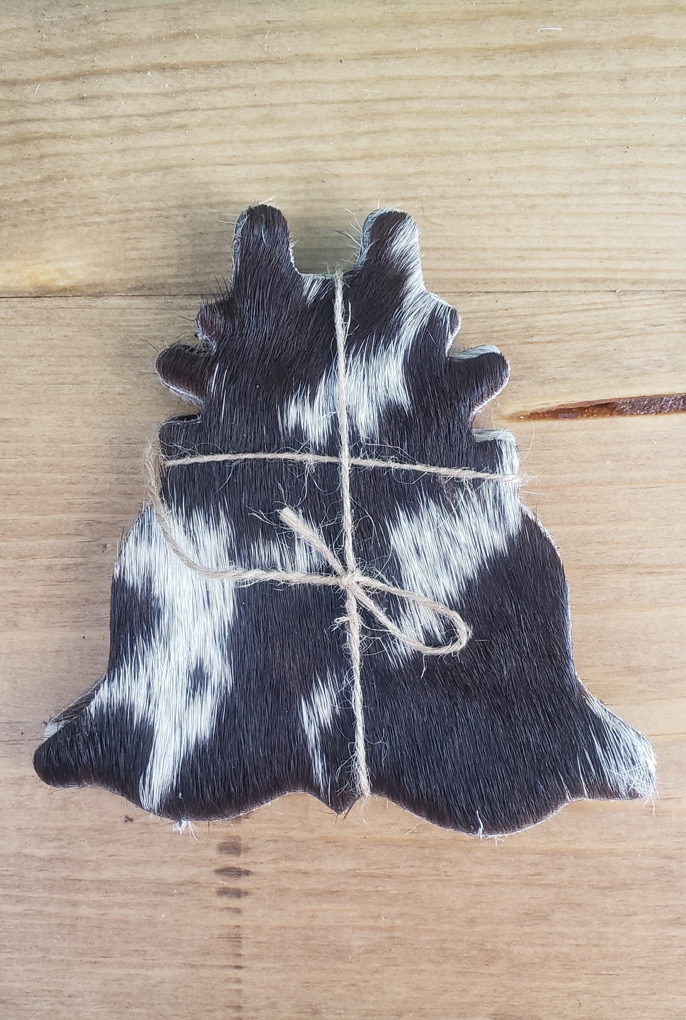 Cowhide Shaped Coasters - 4pc Set - Black & White