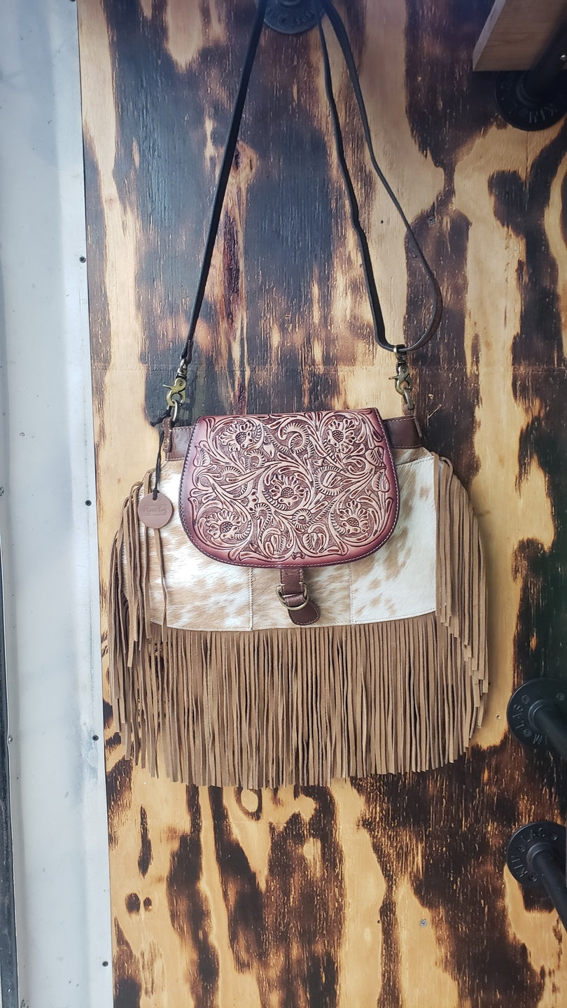 Classic Country Fringed Tooled Bag