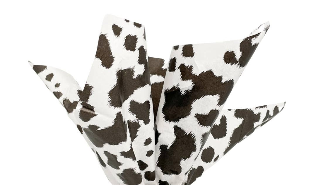 Black Cowhide Print Tissue Paper (Pack of 6)