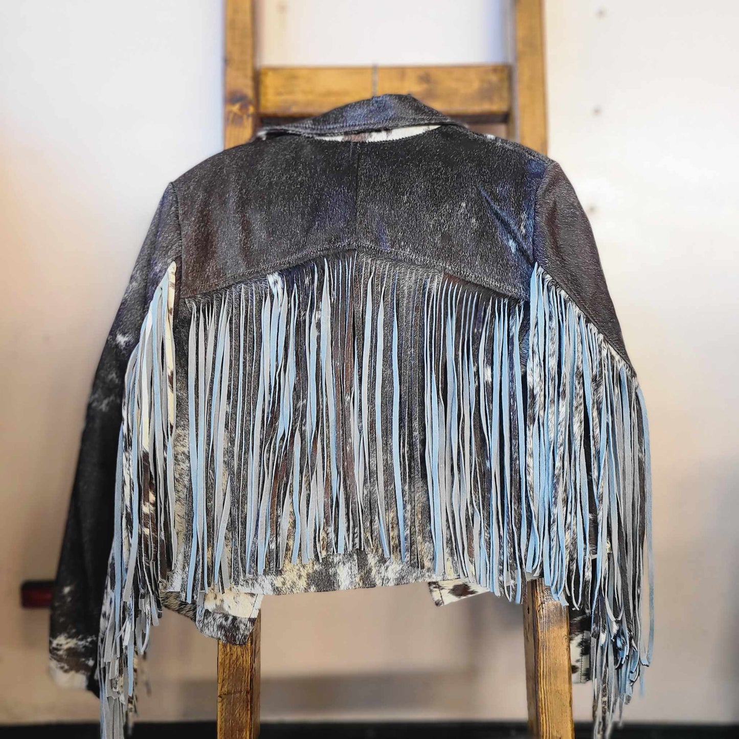 Fringe Cowhide Jacket - Medium / Black & White