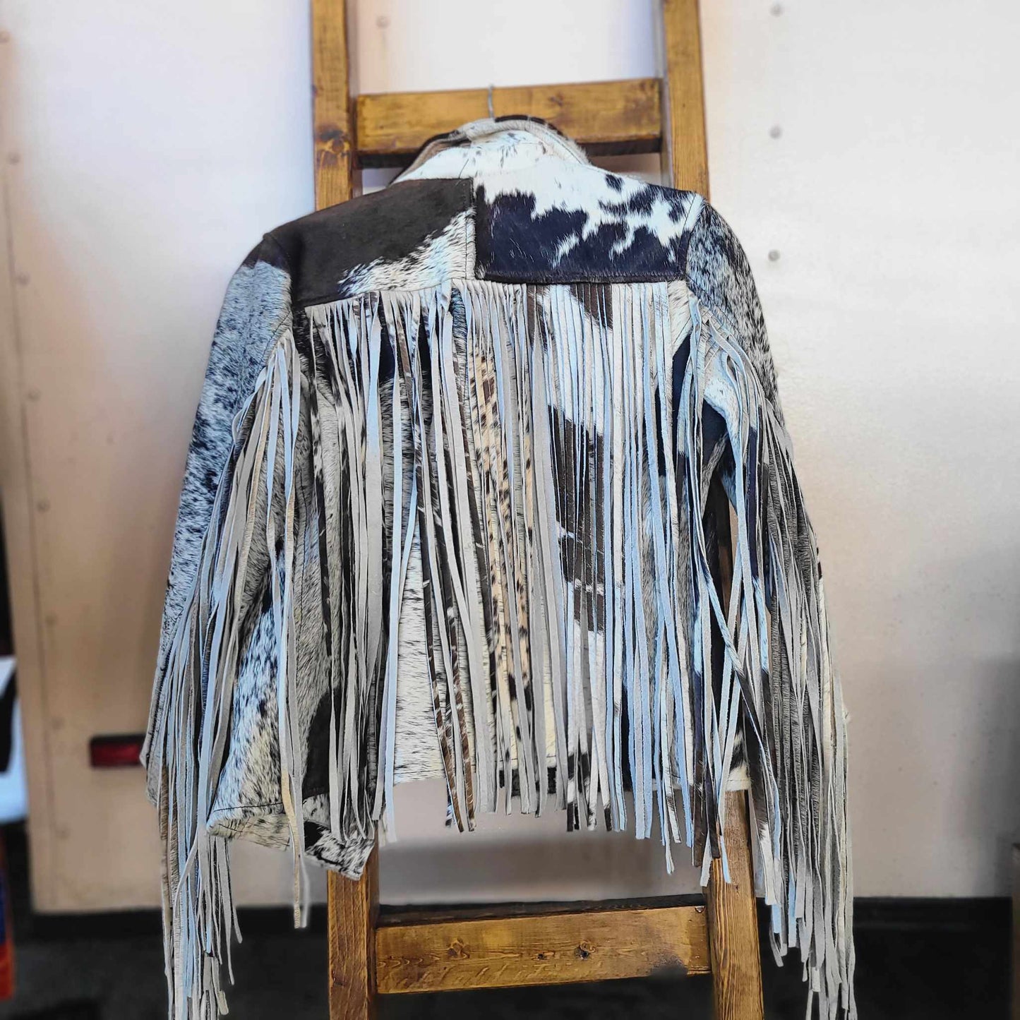 Fringe Cowhide Jacket - Small / Black & White