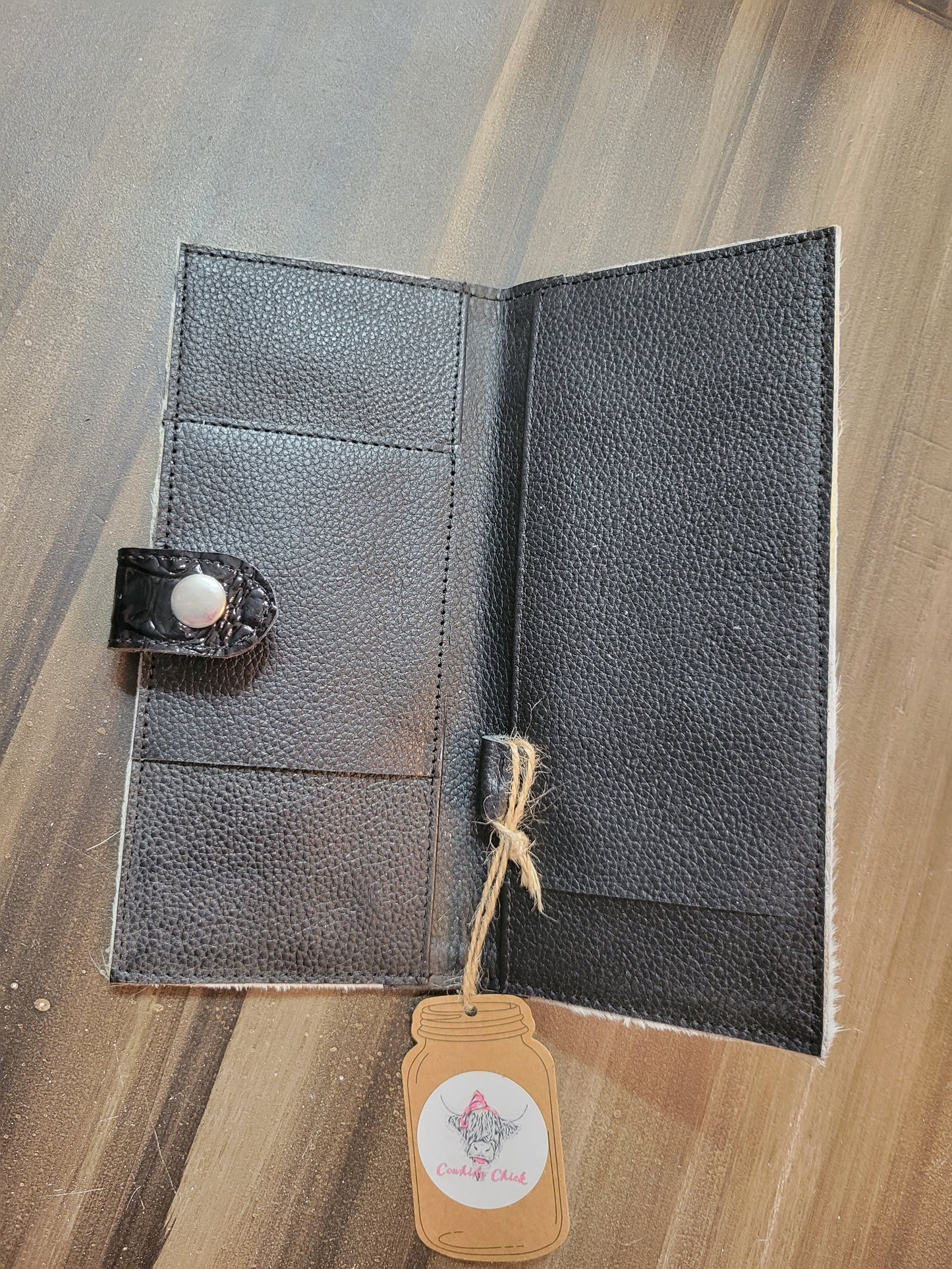 Cowhide Check Book Black