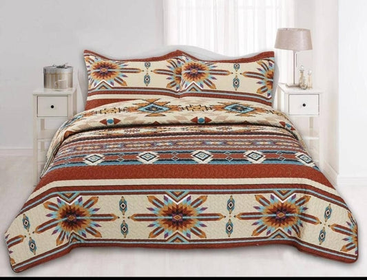 Sunset Navajo 3pc Bedspread Quilt - King