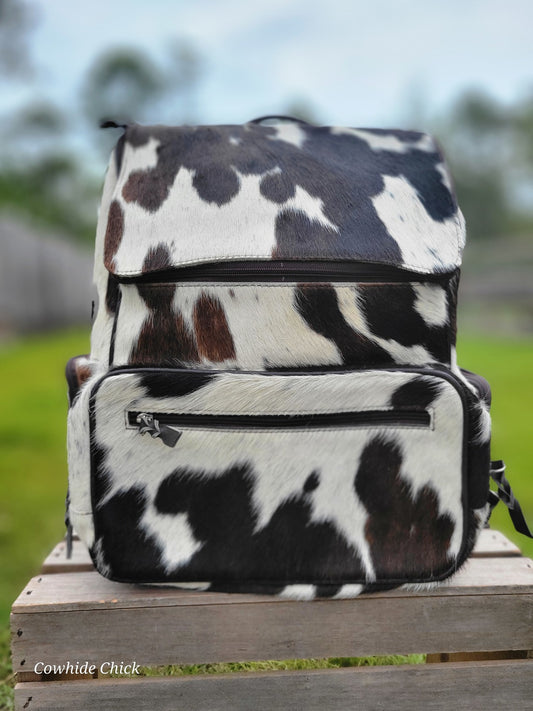 Leather Cowhide Backpack - Medium Diaper Bag