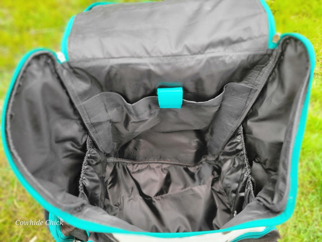 Turquoise Leather Cowhide Backpack