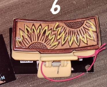 Tooled and Cowhide Hair Clips