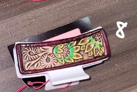 Tooled and Cowhide Hair Clips