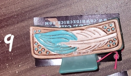 Tooled and Cowhide Hair Clips