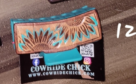 Tooled and Cowhide Hair Clips