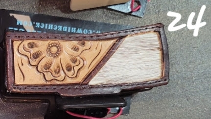 Tooled and Cowhide Hair Clips