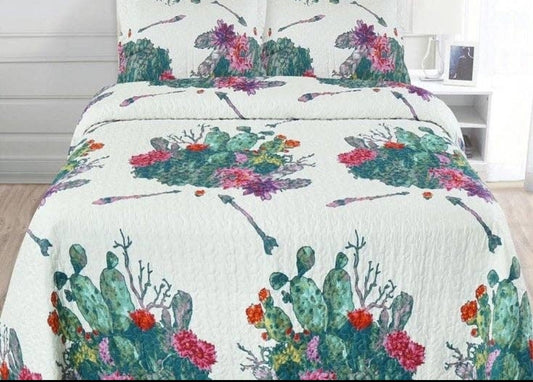 Cactus 3pc Bedspread Set - Queen/Full