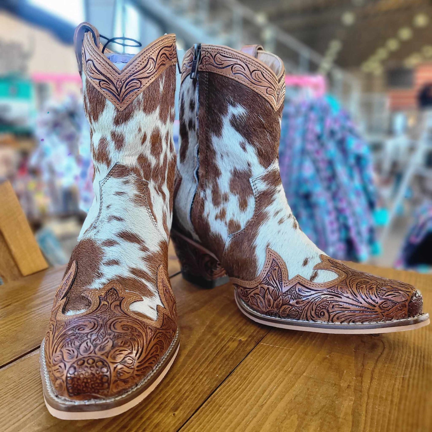 Georgia Trail Hair-on Hide & tooled Leather Boots