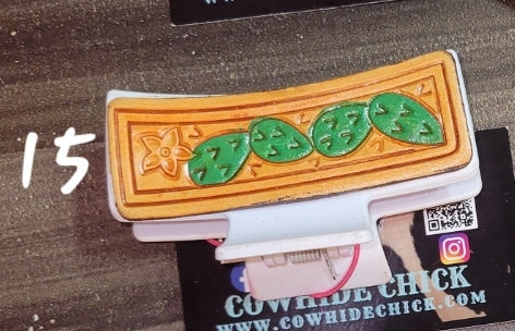 Tooled and Cowhide Hair Clips