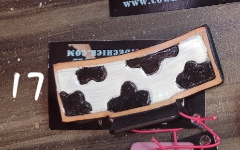 Tooled and Cowhide Hair Clips