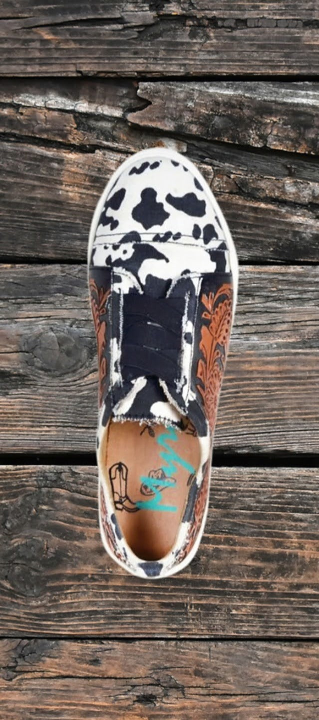 Cow Print Leather Sneakers