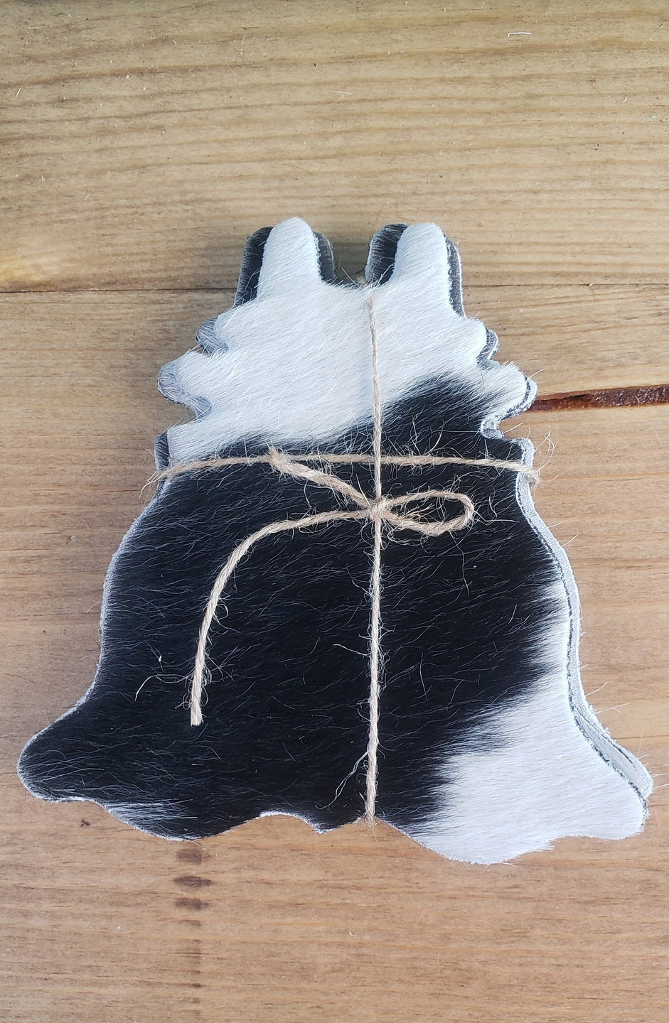 Cowhide Shaped Coasters - 4pc Set - Black & White