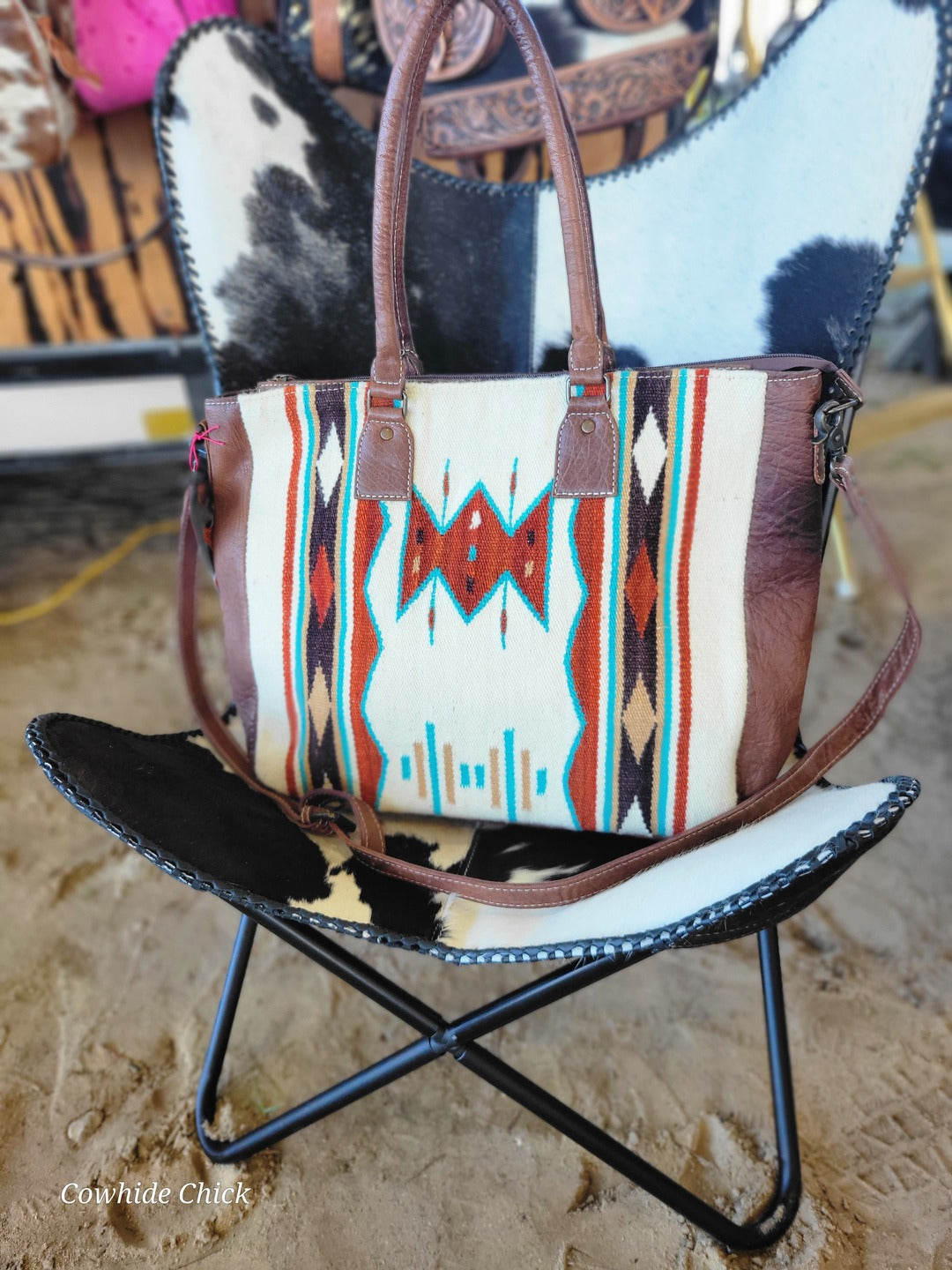 WHITE AZTEC TOTE