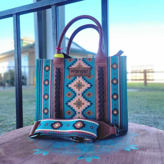 Wrangle Small Canvas Tote/Crossbody -Dark Turquoise