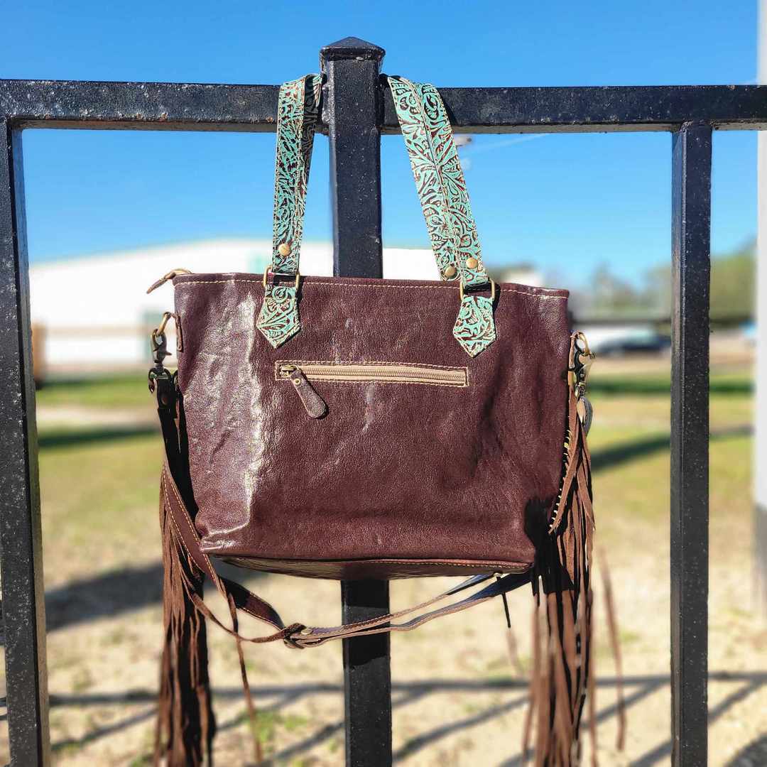 Turquoise Zapata Leather & Hairon Bag