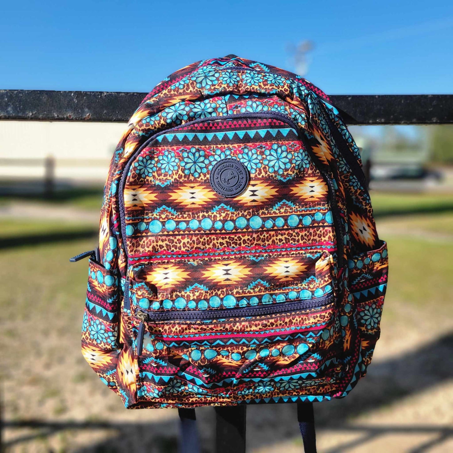 Montana West Blue Floral Leopard Print Backpack