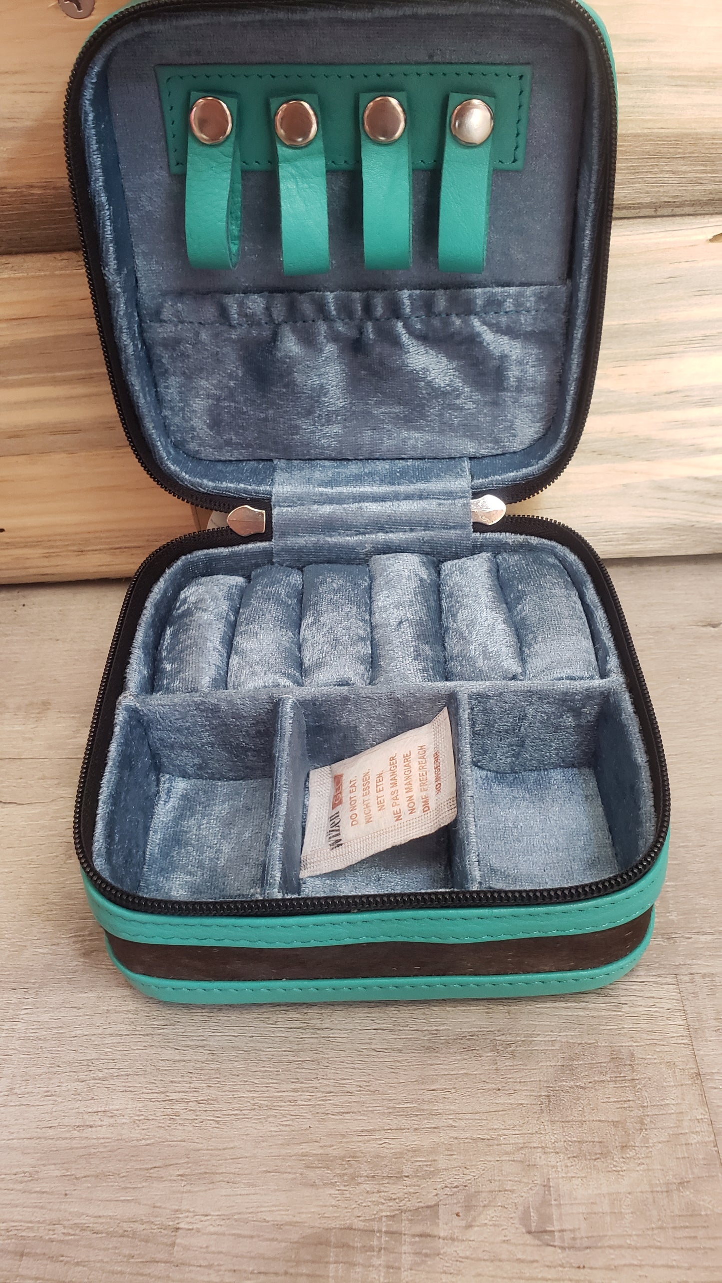 Cowhide Jewelry Box - Turquoise Leather