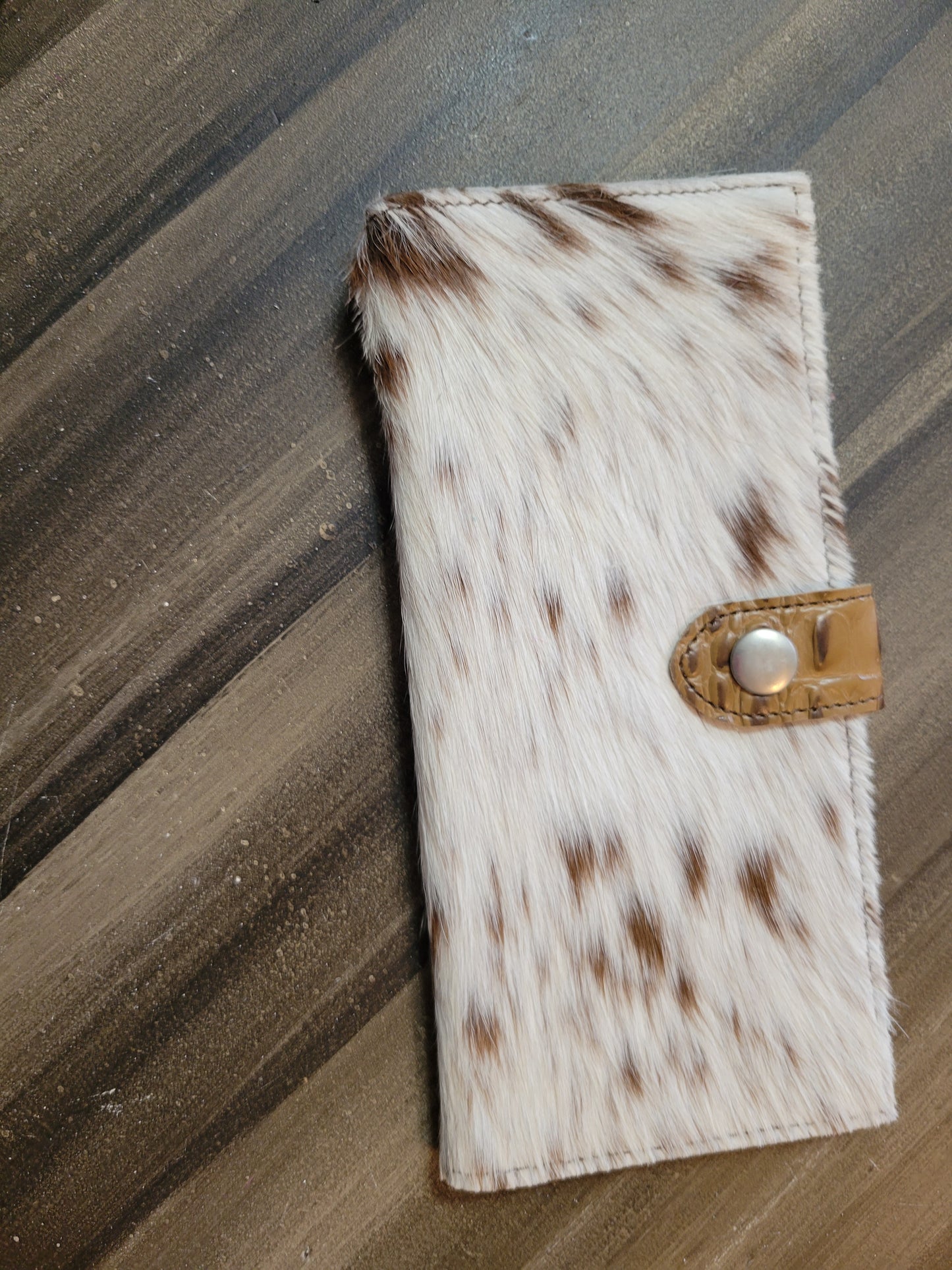 Cowhide Check Book Tan