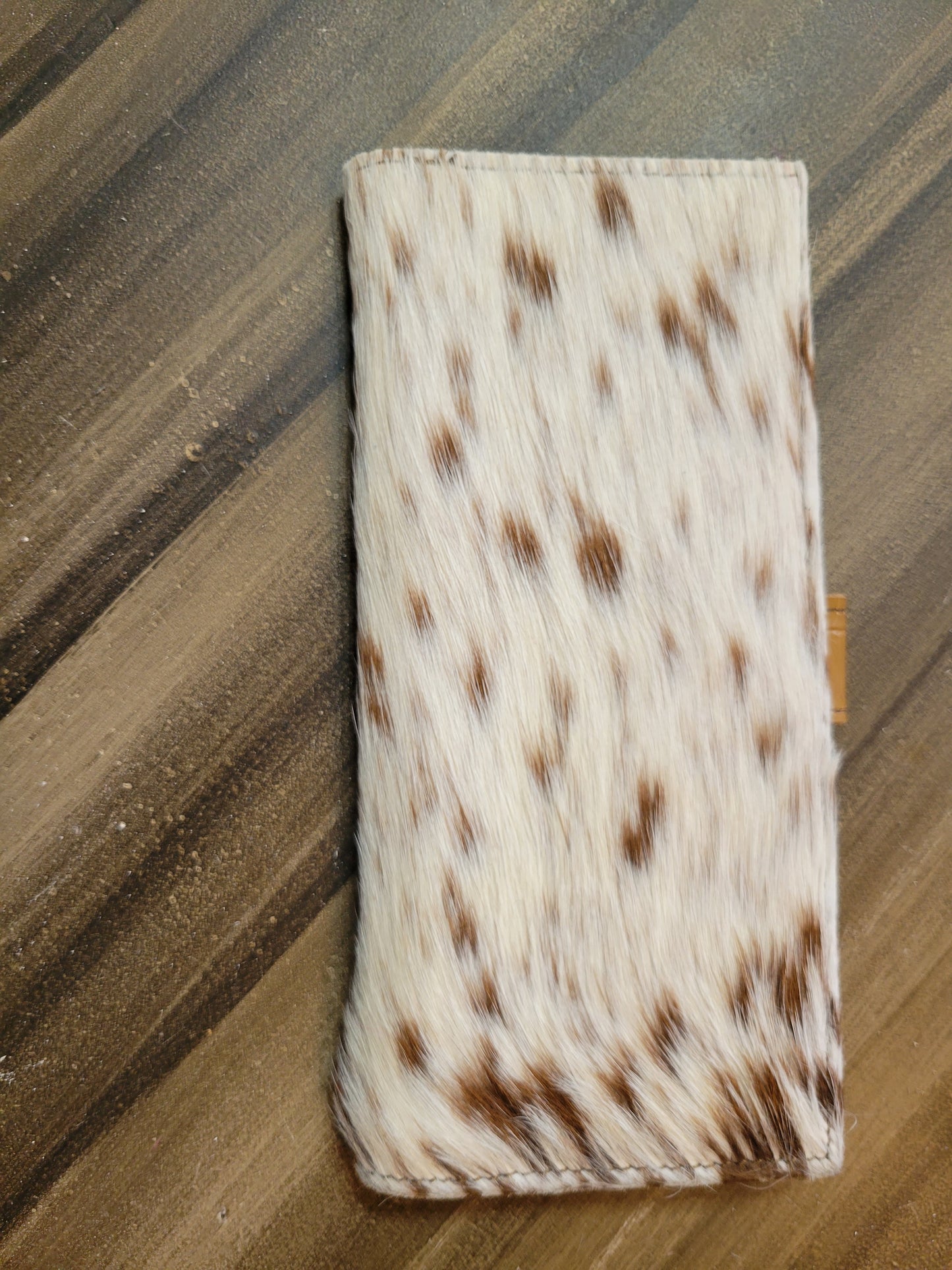 Cowhide Check Book Tan