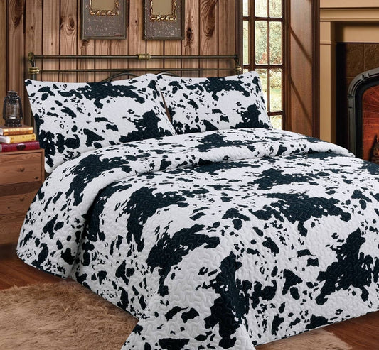 Original Cow Print 3pc Bedspread Set - Queen/Full