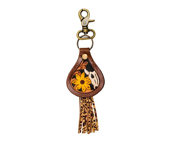 Macron Hand-Tooled Leather Keyfob