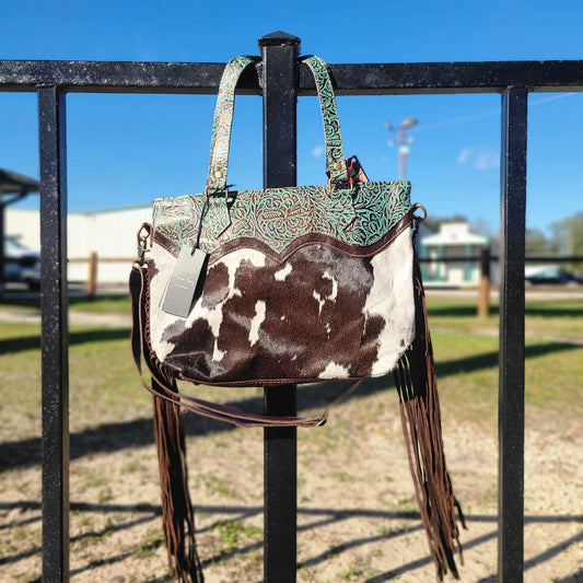 Turquoise Zapata Leather & Hairon Bag