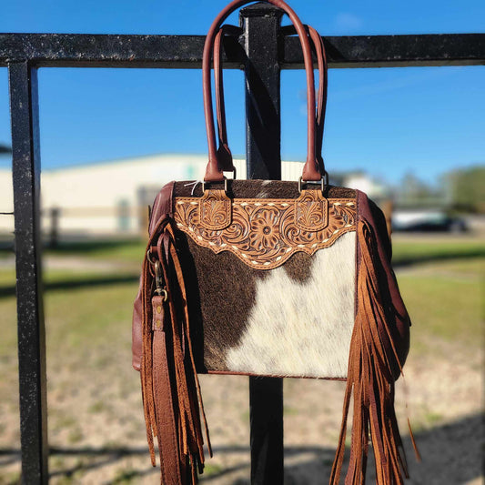 Doctor Bag Style Cowhide Purse