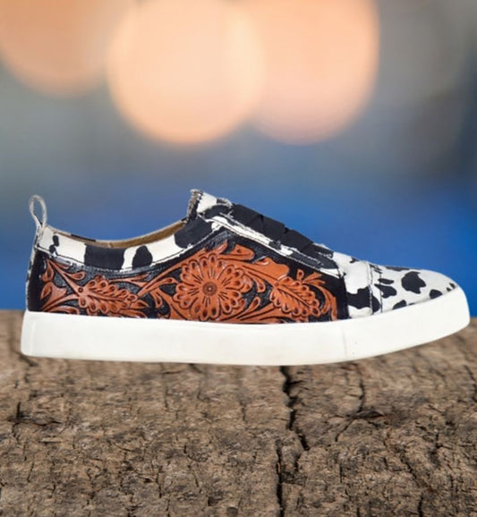 Cow Print Leather Sneakers